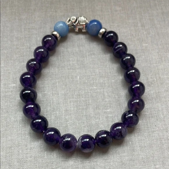 Purple Amethyst Elephant Mala Bracelet - Picture 5 of 8